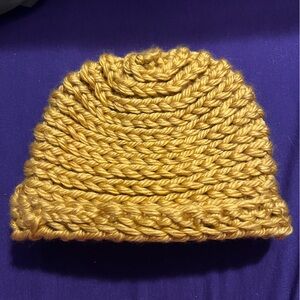 Handmade crocheted yellow adult size hat
